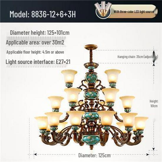 European Luxury Chandelier - Retro Atmospheric Lighting for Living Rooms and Bedrooms