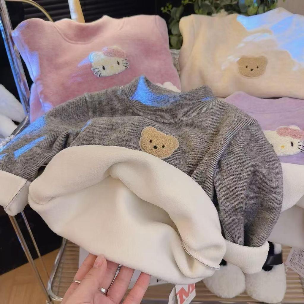 Cozy Koala Fleece Wool-Silk Base Layer Top for Babies - Warm & Versatile Autumn/Winter Wear