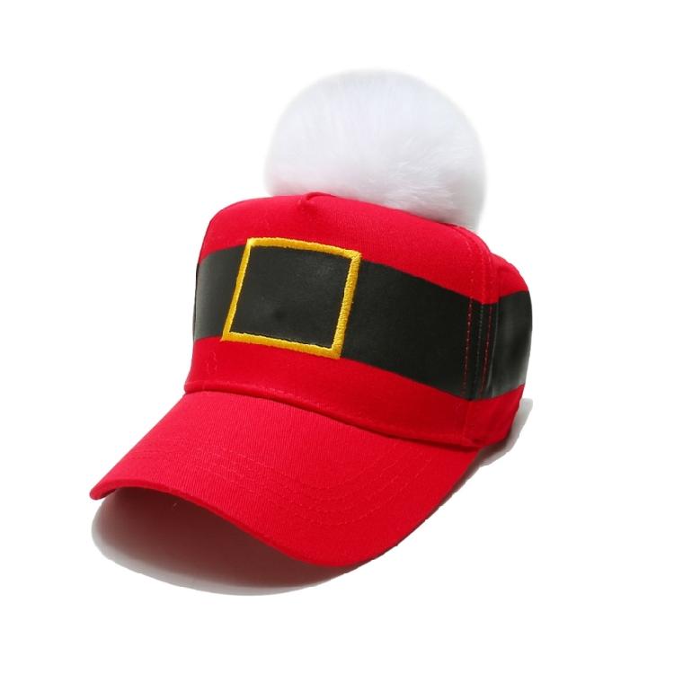 Christmas Baseball Hat Unisex Cosplay Costume Lovely Bobbles Santa Hat Stage Props Hat Festival Headwear for Adult Teens