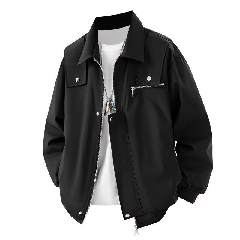 

2025 Autumn/Winter Men s Retro American Zipper Jacket: Trendy, Cool, Casual Design M чорний