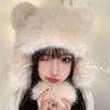 Cute Bear Ears Plush Hat Women'S Winter Warm Versatile Pullover Hat Fleece Windproof Ear Protection Lei Feng Hat