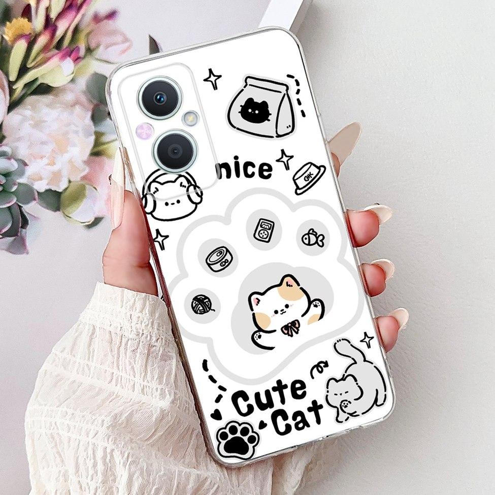 Clear For Oppo Reno 7Z 5G CPH2343 Case For Oppo Reno 8Z 5G CPH2457 Cover Luxury Butterfly Love Fashion Flowers Cool Lion Painted