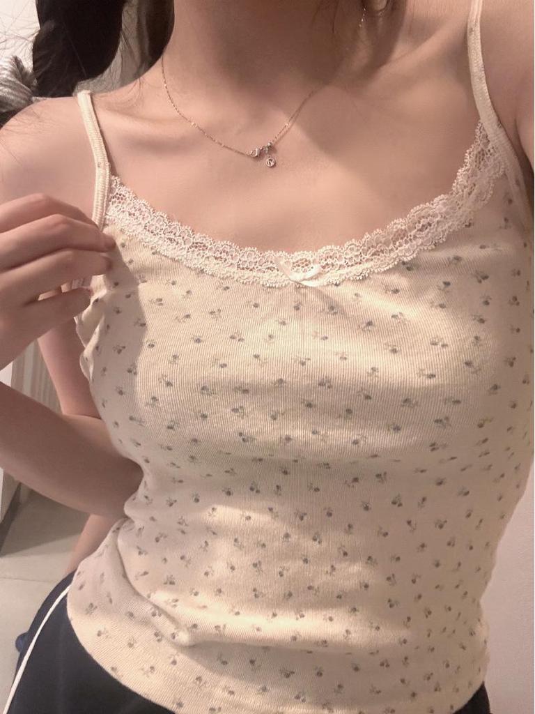 2024 Japanese Floral Ice Silk Lace Camisole - Summer Top for Women
