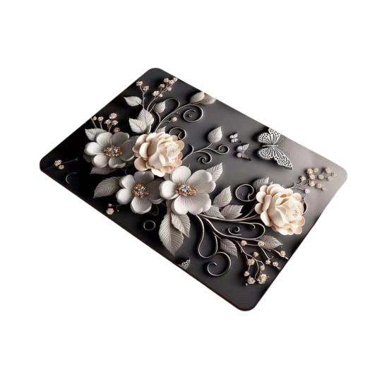 Floral Dish Drying Mat Absorbent Kitchen Drying Mat Reusable Washable Dish Drying Pad Non-slip