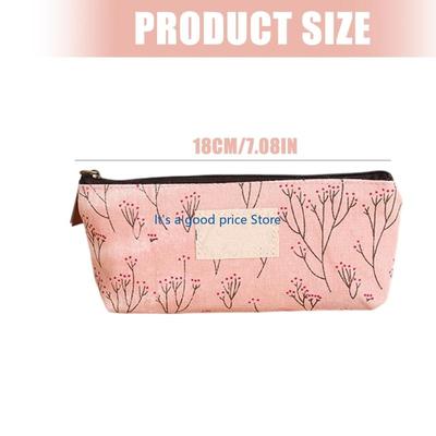 Canvas Pencil Case Floral Pencil Box Portable Pen Bag School Office Supplies For Students Spacious Storage