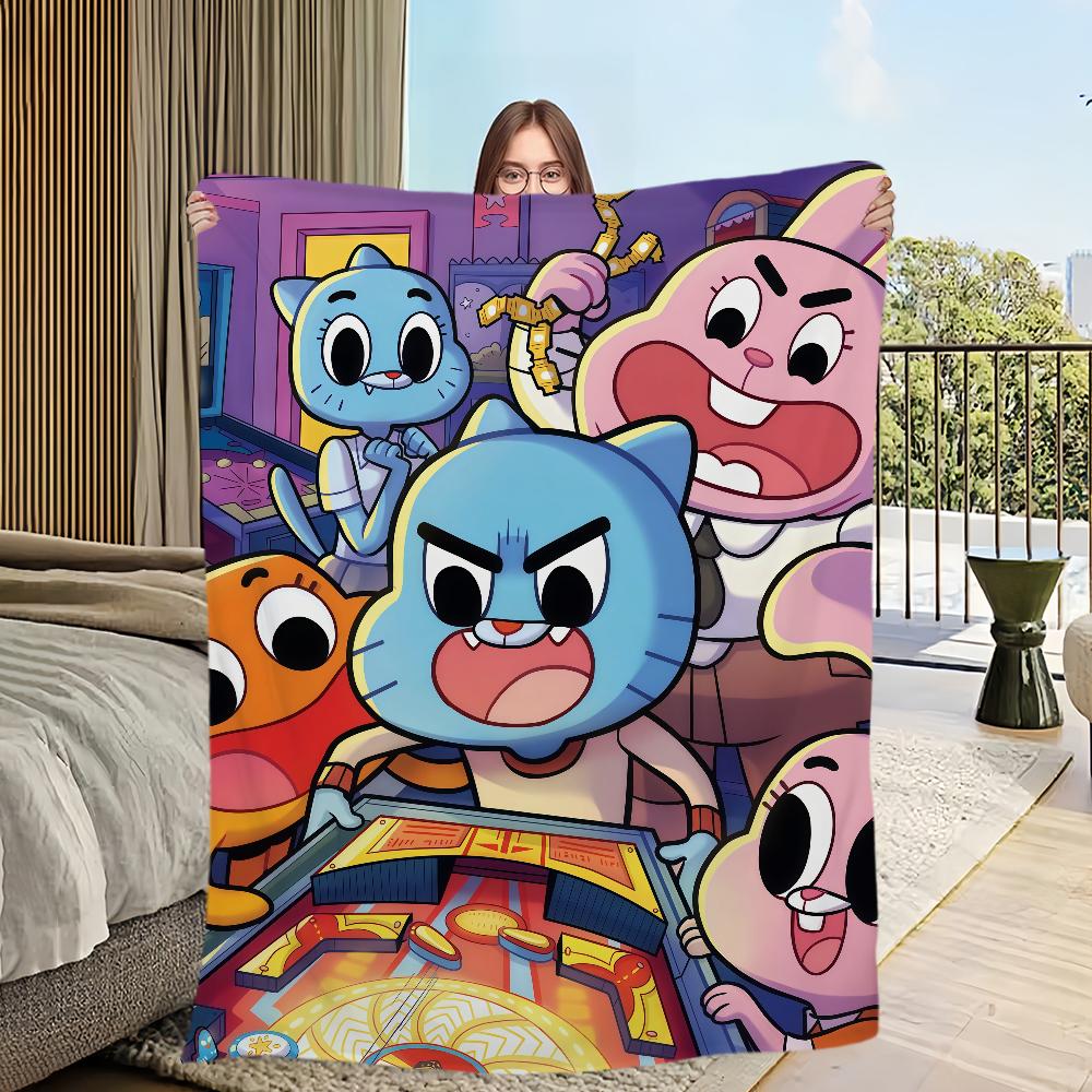 cartoon funny art Flannel warm soft plush blanket sofa living room hogar of G-gumball bedroom W-world travel gift home A-Amazing