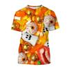 Candy 3D Printed Short Sleeved T-shirt Summer Breathable Polyester Simple Round Neck Top