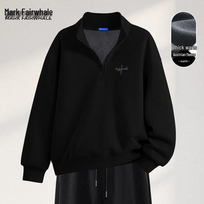 Mark Fairwhale Herren Fleecegefüttertes Stehkragen Half-Zip Sweatshirt