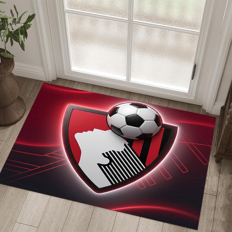 Bournemouth Football Design Crystal Velvet Carpet Cozy Non?Slip Printed Rug For Bedroom Living Room Entrance