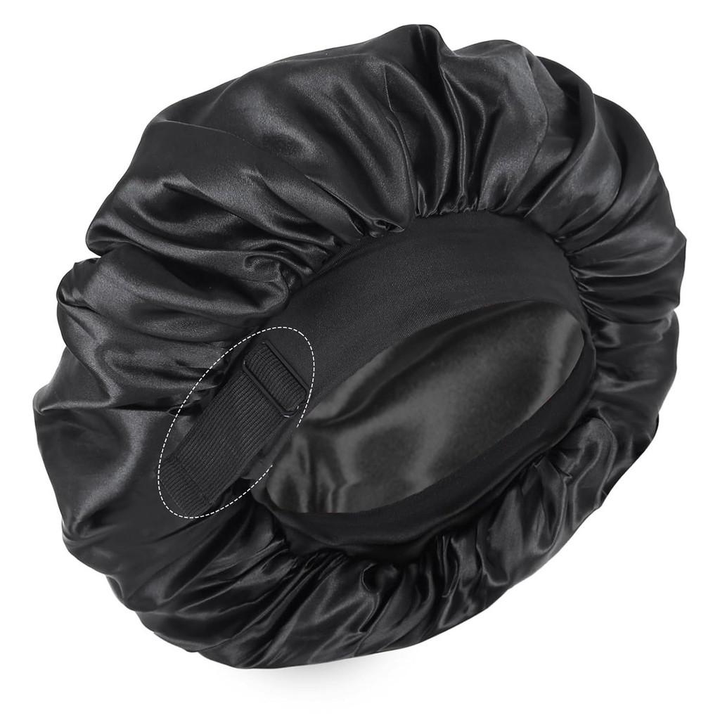 Double Layer Satin Sleep Cap With Adjustable Fit For Comfort And Style