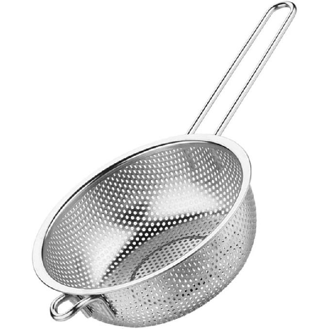 Edelstahl-Abtropfsiebkorb mit Griff Feinmaschiges Sieb zum Waschen von Obst, Gemüse und Pasta Hochbelastbares Abtropfwerkzeug für den Küchengebrauch