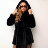 European and American new fur coat medium and long women's coat hooded coat Yangtze mink belt belt imitation fur