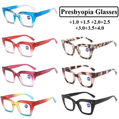 Unisex New Fashion Large Frame Reading Glasses Fashion Color Frame Anti-Blue Light Glasses Super Clear Presbyopia Glasses