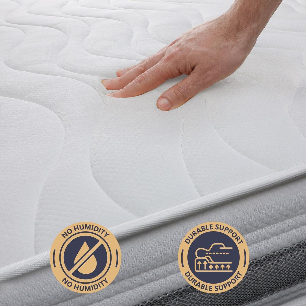 Matelas en Waterfoam hypoallergénique, 16 cm | Garnissage en ouate et housse en tissu 3D respirant, anti-acariens et antifongique 