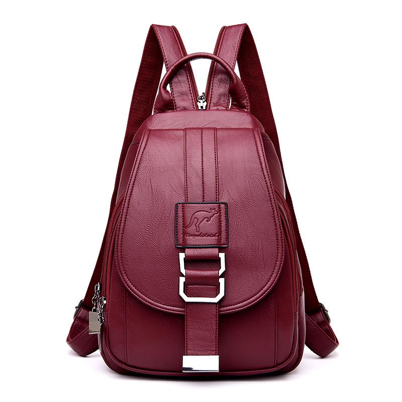 Chic Women's Korean-Style Minimalist Soft Leather Backpack – Simple, Large Capacity, Casual Design