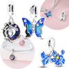 Original Kupfer Blauer Sternenhimmel Schmetterling Anhänger Herz Lebensbaum Iris Passform Armband Damen Schmuck DIY Jubiläumsgeschenk