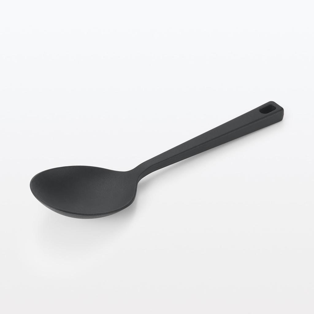 MUJI Silicone Cooking 26cm 84376412 Spoon, Black, Approx. Long,