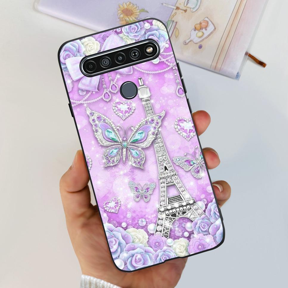 For LG K41S K 41S Case 2020 Black Silicone Cute Fashion Flower Shockproof Bumper For LGK41S LM-K410 Phone Back Cover 6.55" Funda