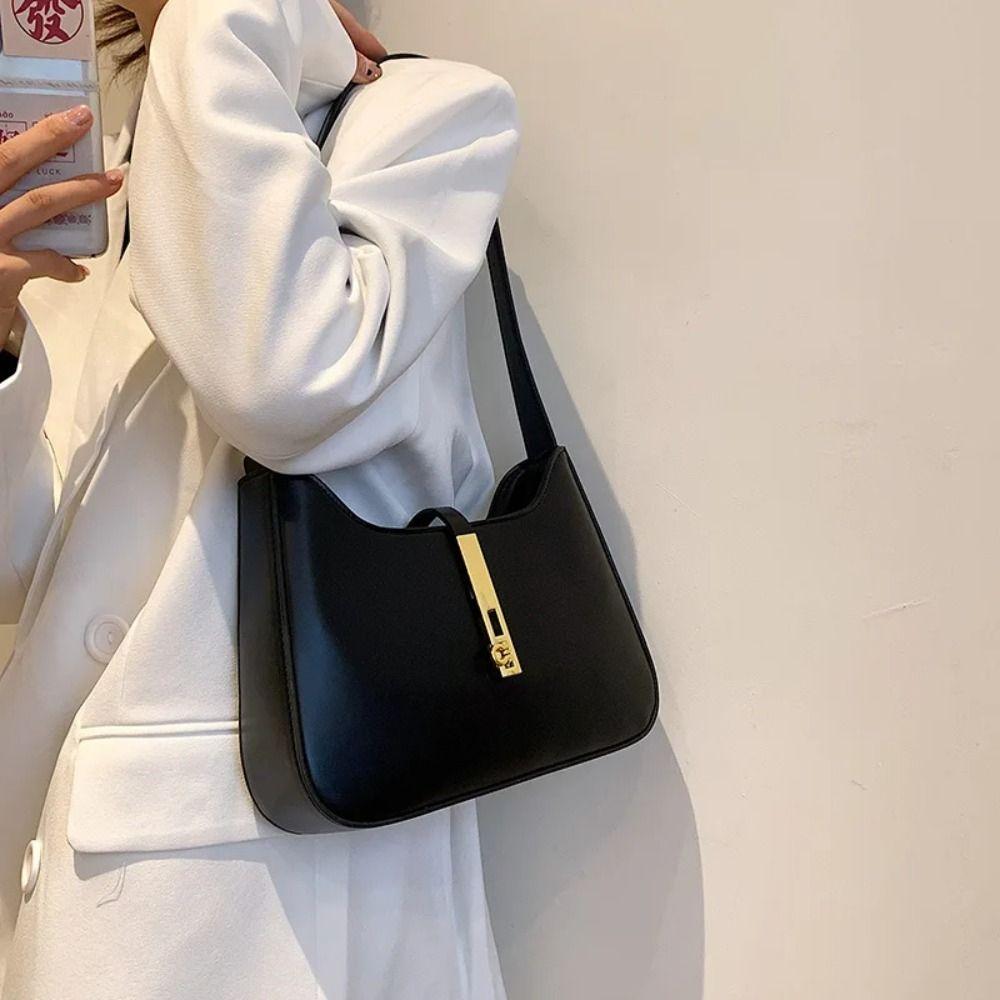 Fashion Retro Shoulder Bag Spicy Girl Vintage Underarm Bag Pure Color Shoulder Bag  Streetwear