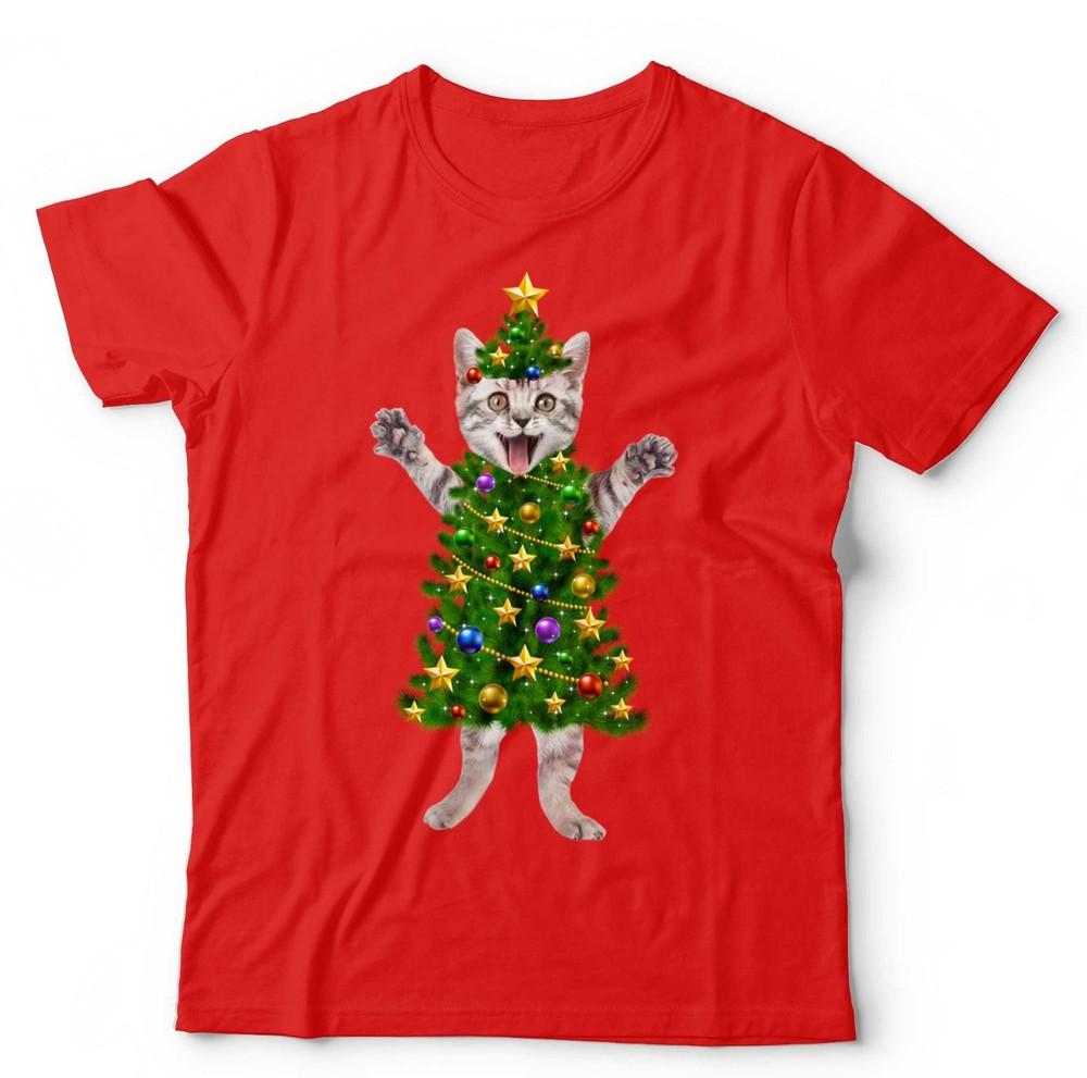 

Christmas Cat Tree T Shirt Unisex and Kids Funny Cute Kitten Festive Xmas Gift M