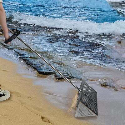 Hrabě na písečné blechy Nerezové síto na písek Odnímatelná dlouhá rukojeť 135 cm Skládací síto se žraločími zuby na plážový písek Krab