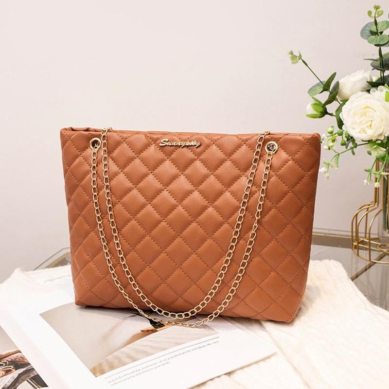 

1 шт. Женская сумка через плечо из полиуретана, сумка-тоут, большая вместимость, повседневные сумки кроссбоди коричневый