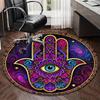 Alfombra redonda con diseño de mano de Fátima dorada, Cojín para silla, Alfombra redonda para entrada, Alfombras redondas suaves para sala de estar, dormitorio, decoración de alfombra circular, regalos
