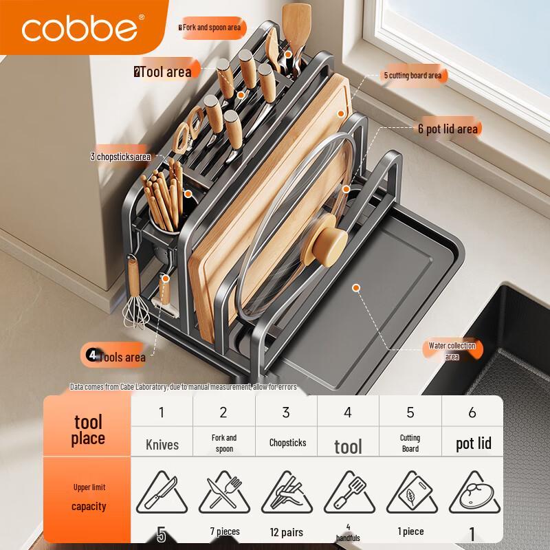 Cobbe Stainless Steel Kitchen Knife & Chopping Board Organizer