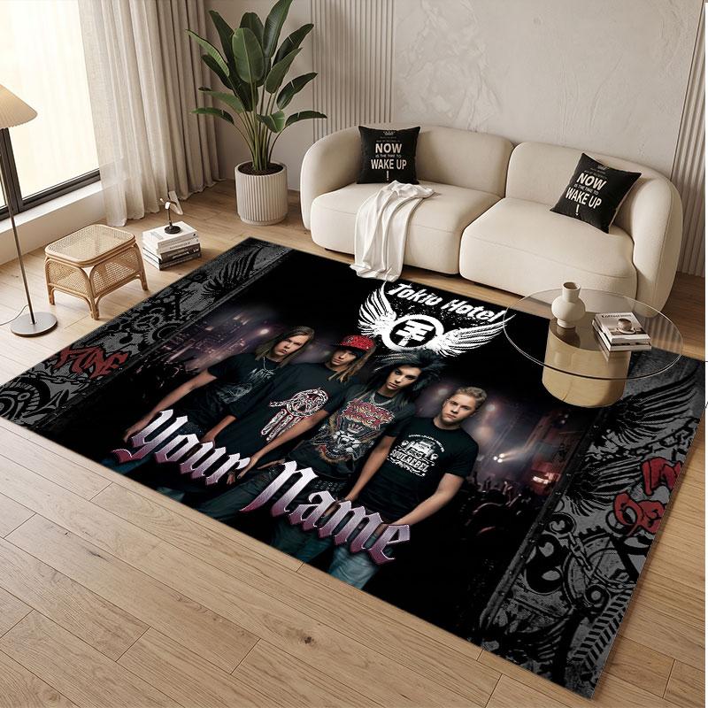 Custom Name Crystal Velvet Rug,Tokio Hotel Comfortable Anti Slip Floor Mat For Room Decoration