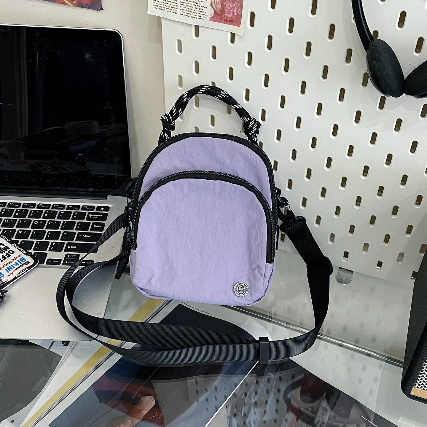 

Сумка через плечо новая легкая водонепроницаемая нейлоновая сумка на плечо мужская и женская студенческая сумка сумочка мобильный телефон маленькая сумка фиолетовый