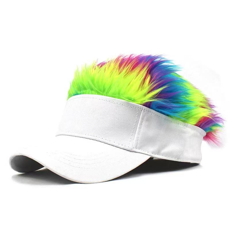 Men Synthetic Short Hair Baseball Cap Spiked Hair Wig Hat Fake Hair Adjustable Sun Protection UV Blocking Visor Fancy Performance Hip-Hop Headwear