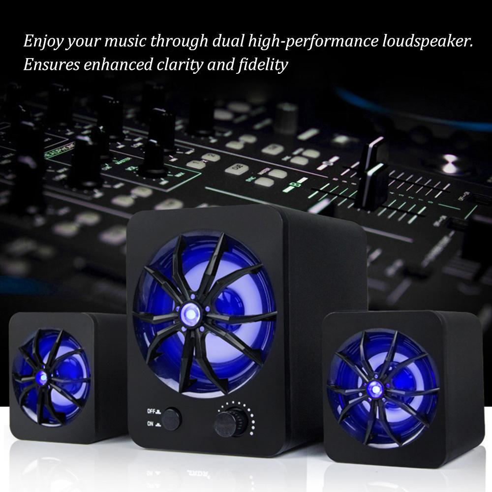D 207 Computer Speaker USB Wired Combination Speaker Colorful LED Bass Stereo Music Player Subwoofer Speaker for