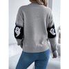 QICED  Autumn and Winter Halloween-themed Ghost-contrasting Color Long-sleeved Pullover Sweater Women's Wear