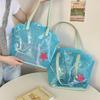 Korean  Pvc Shell Shoulder Bag Ins Style Girly Blue Transparent Handbag Female Waterproof Portable Tote Bags