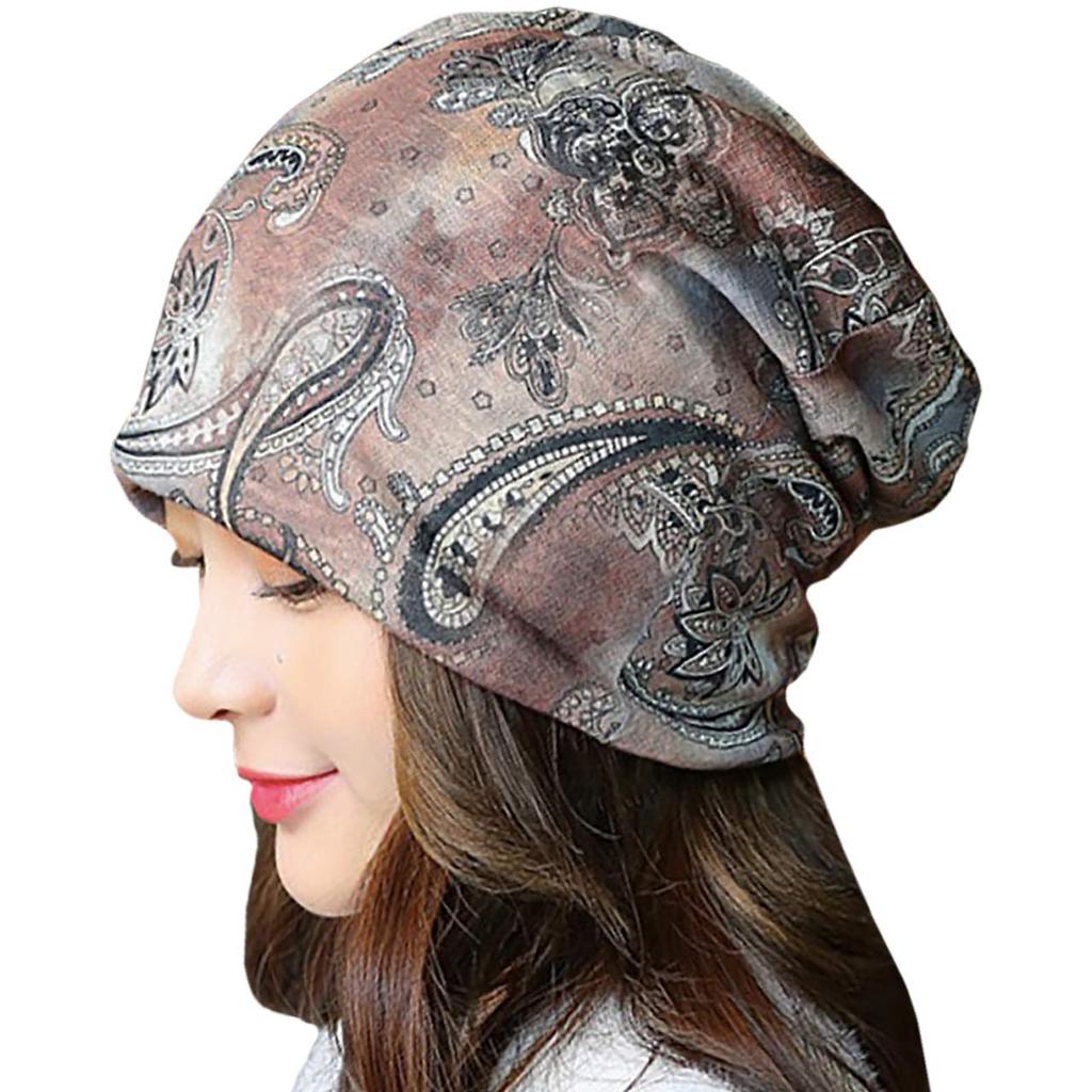 WHITE FANG Knit Linen Neck CA434 Hat, Cap, Paisley, 2-way Warmer, Women's (02 Brown)
