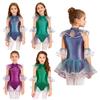 Girls Halloween Party Costume: Sleeveless Mermaid Fish Scales Print Mesh Sequins Bodysuit with Matching Arm Sleeves