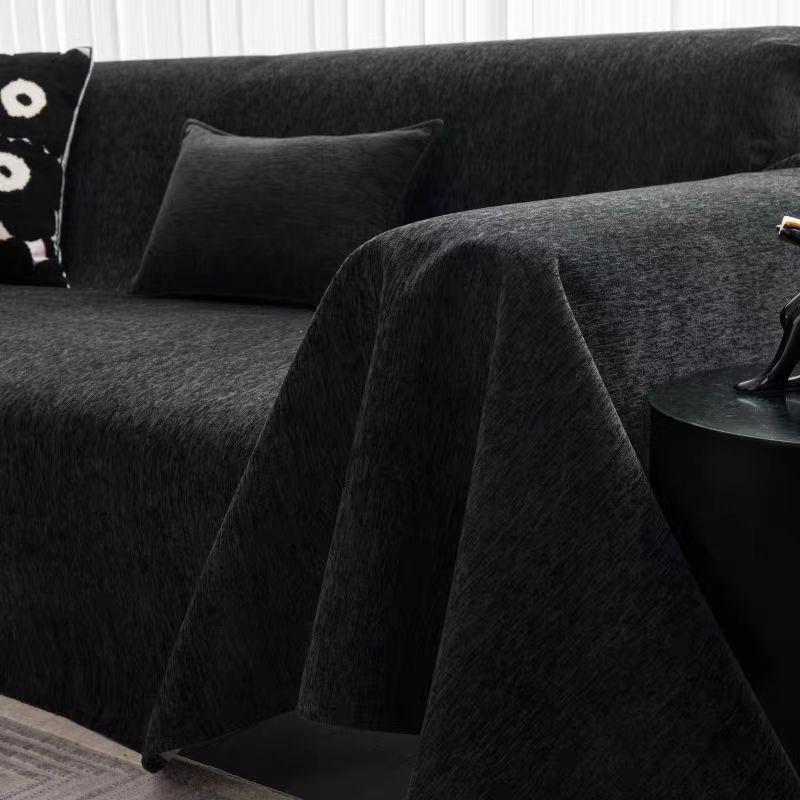 Black Sofa Cover Cloth for All Seasons, Simple Autumn and Winter Waterproof Sofa Cover, All-inclusive Universal Sofa Towel