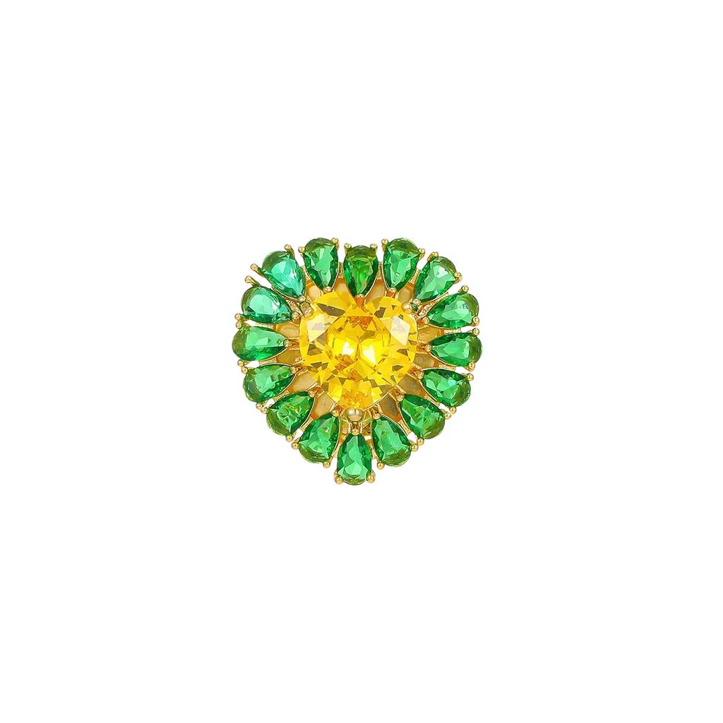 Type Magnetic Buckle With Diamonds, Two-Color Yellow-Green Brooch, High-End Sense, Niche Simplicity, No Damage To Clothes, No Holes, Small Brooch