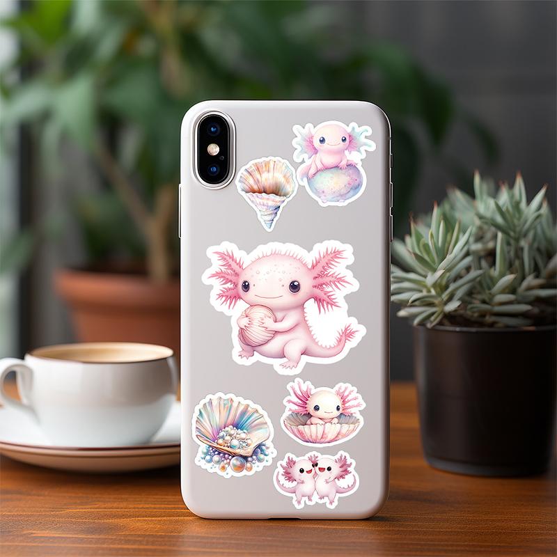 50PCS Pink Axolotl Stickers Cute Cartoon Salamander Stickers Waterproof Vinyl Animal Decals for Water Bottle Laptop Phone