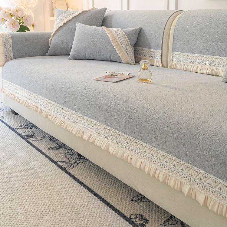 Französisches Sofakissen  Neues Vier-Jahreszeiten-Universal Beliebtes Leichtes Luxus High-End-Gefühl Bezug Stoff Sitzkissen Fixiert Rutschfester Bezug