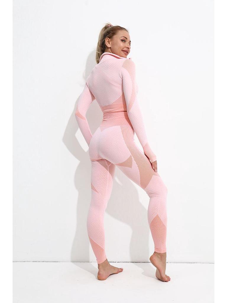 Plus Size Zipper Yoga Set: European/American Autumn/Winter Long Sleeve Fitness & Running Sportswear for Women