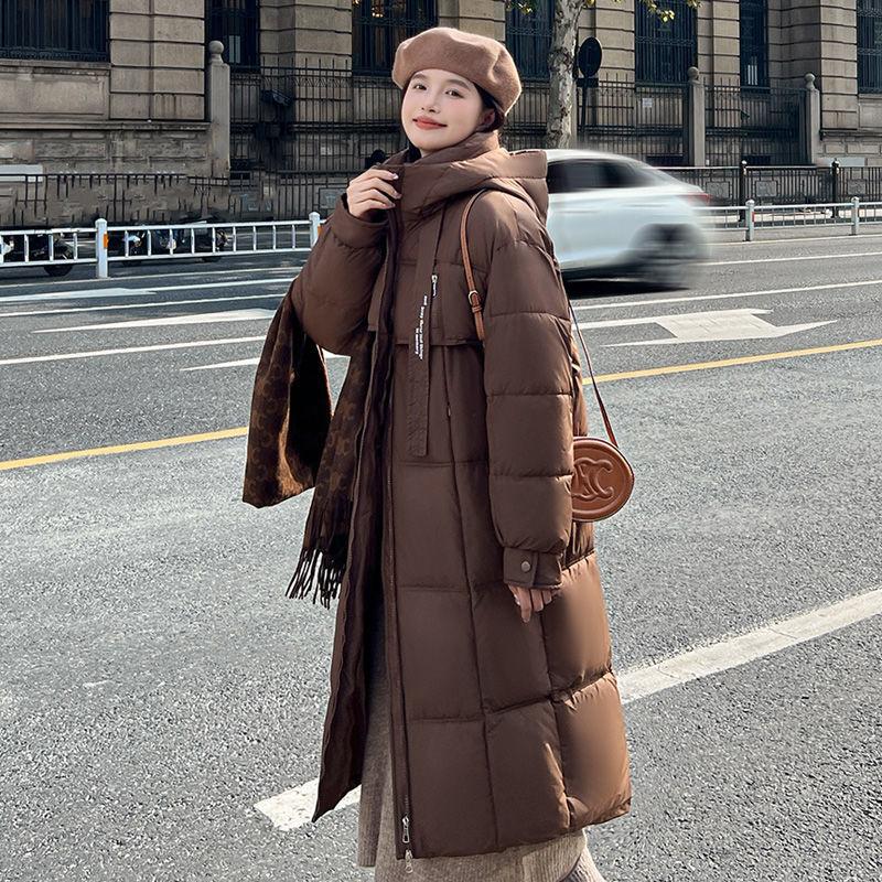 New long over-knee cotton-padded clothes, Maillard-colored bread clothes, loose large-size cotton-padded jackets, down cotton-padded clothes for women