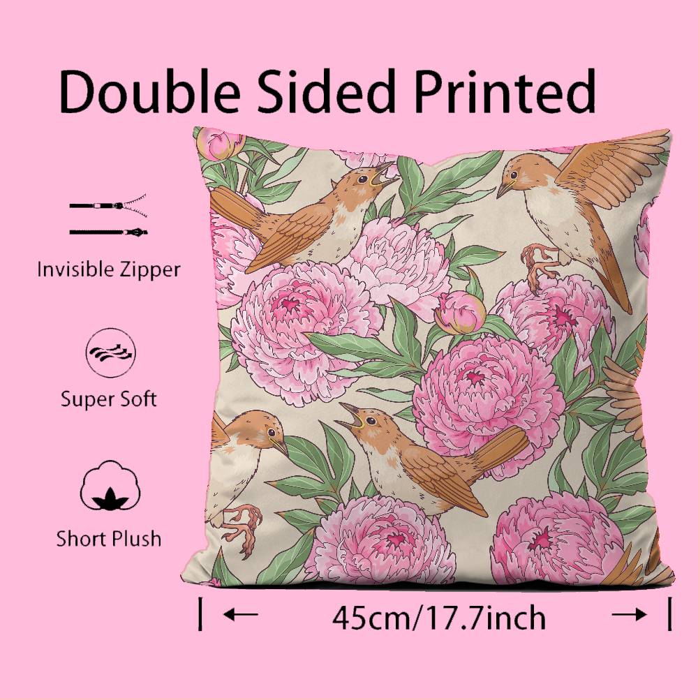 Vögel Schmetterlinge Blumen Kissenbezug Musterdruck Kissenbezug Wohnzimmer Sofa Kissenbezug Schlafzimmer Raumdekor