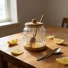 High Borosilicate Glass Jar Shatterproof Temperature Resistant Honeys Container Wood Stirring Stick and Lid for Kitchen