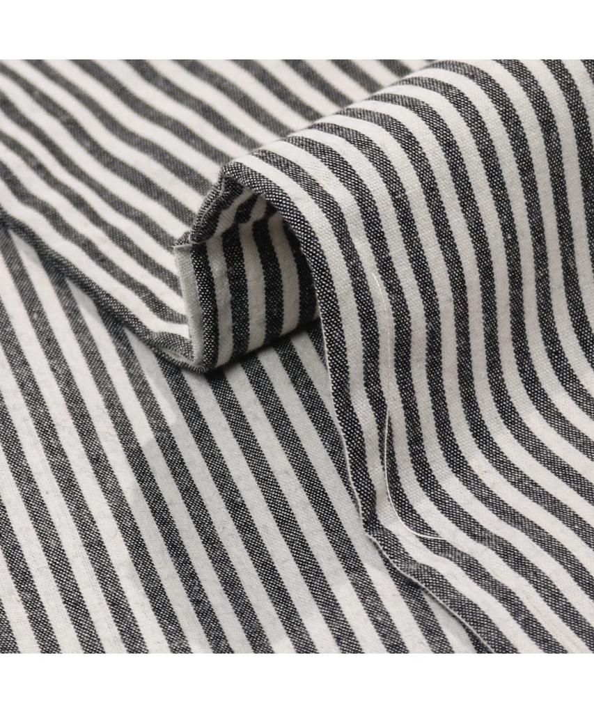 Cotton Polyester Black x [KYOETSU] Kimono, Washable, Single, Blend, Women's, (M, Stripes)