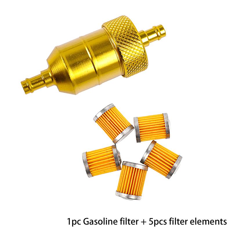 8Mm Cnc Aluminum Gasoline Cleaner +5 Pieces Reusable Cleanable Fuel Filter Motorcycle Atv Quad Inline Oil And Gas Fuel Filter