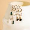 European and American Multicolor Natural Stone & Seed Bead Tassel Earrings, Stainless Steel Women's Accessory