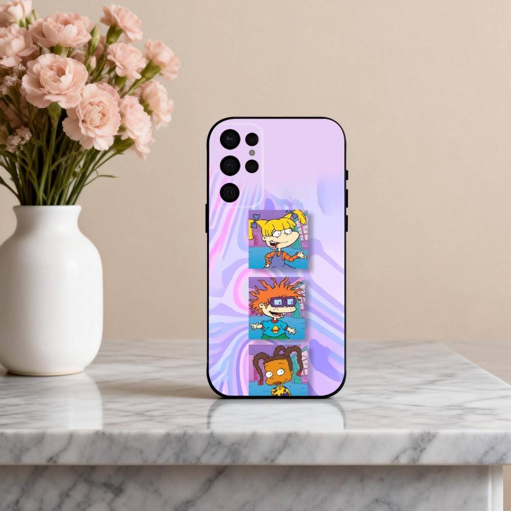 

R-Rugrat-T C-Chuckie A-Angelica Phone Case For Samsung S25,24,23,22,30,21,10,9,Ultra,Plus,Lite,FE,4,5 G Soft Black Case Samsung S26