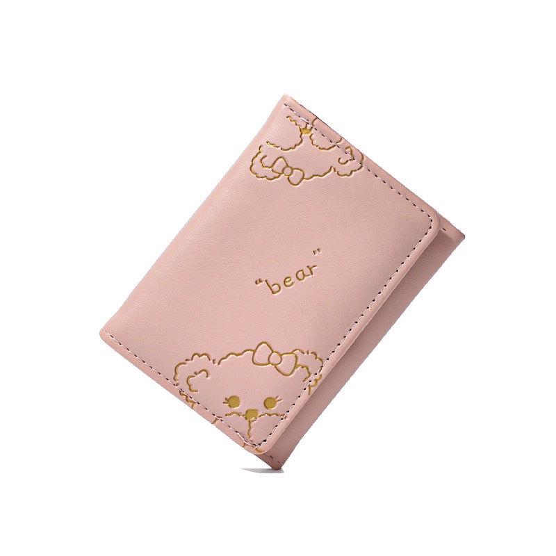 

Korean Style Tri-fold Short Ladies Wallet Coin Purse рожевий