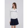 Goxo Smile Heart Lace Collar Zip Up White Navy 